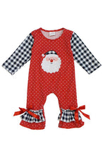 Load image into Gallery viewer, Red Santa Applique Ruffle Jumpsuit
