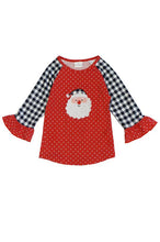 Load image into Gallery viewer, Red Santa Applique Ruffle Shirt
