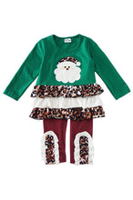 Load image into Gallery viewer, Green &amp; Maroon Leopard Santa Applique Set
