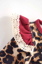 Load image into Gallery viewer, Maroon Leopard Lace Romper
