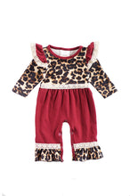 Load image into Gallery viewer, Maroon Leopard Lace Romper
