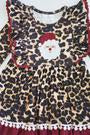 Load image into Gallery viewer, Leopard Maroon Santa Applique Ruffle Dress
