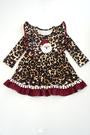 Load image into Gallery viewer, Leopard Maroon Santa Applique Ruffle Dress
